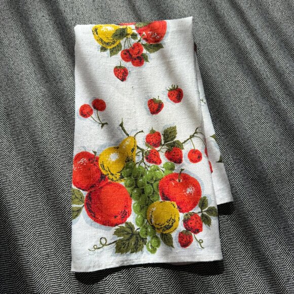 Pure Linen Vintage Kitchen Dishcloth Hand Towel Mixed Fruits - Picture 9 of 15